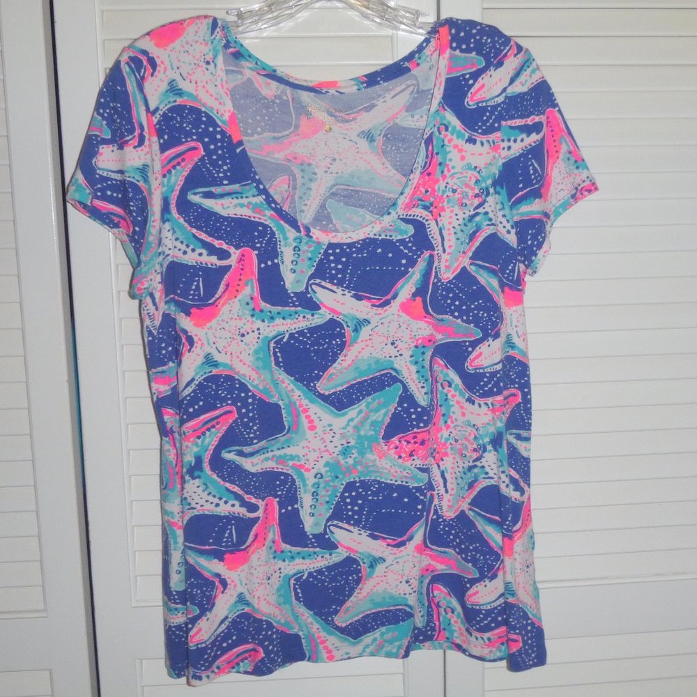 Lilly Pulitzer Dori scoop neck tee Star Struck size L